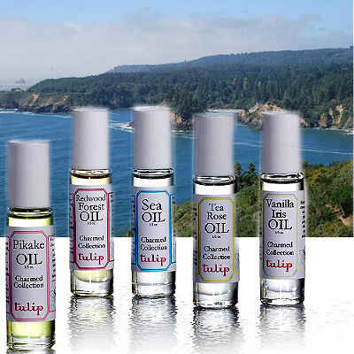 Pikake Oil, Redwood Forest Oil, Sea Oil, Tea Rose Oil и Vanilla Iris Oil от Tulip