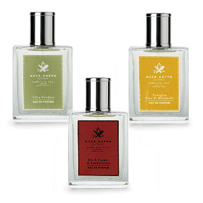 Tilia Cordata, Vaniglia Fior di Mandorlo и Black Pepper & Sandalwood от Acca Kappa